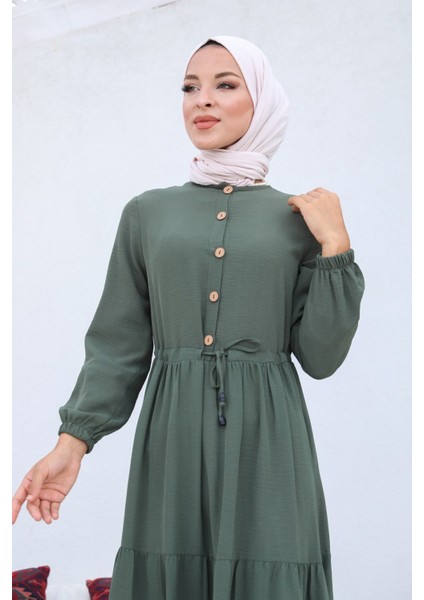 Büzgülü Düğmeli Aerobin Elbise Haki fiyatları