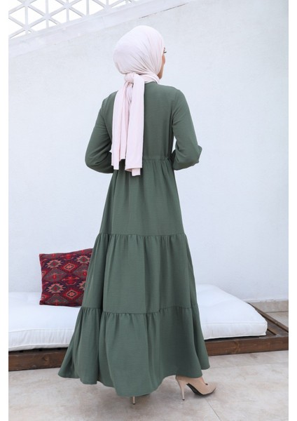 Büzgülü Düğmeli Aerobin Elbise Haki fırsatları