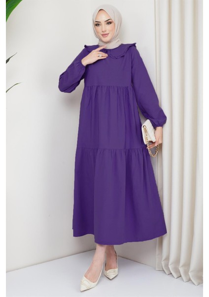 Bebe Yaka Tesettür Elbise Mor fiyatları