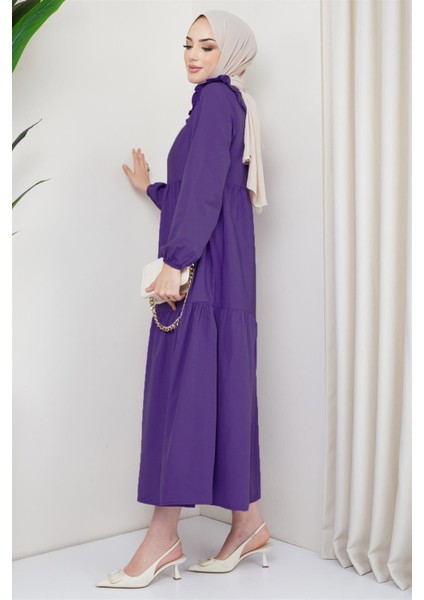 Bebe Yaka Tesettür Elbise Mor fırsatları