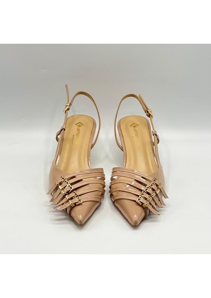 Sedare Nude Gerçek Deri Tokalı Topuklu Ayakkabı modelleri