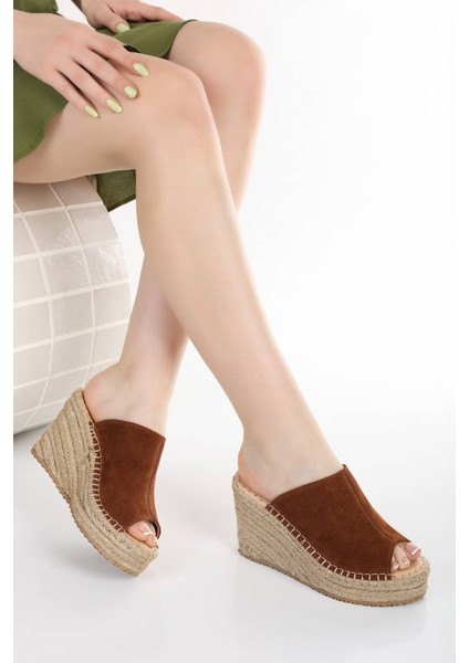 Kadın Hakiki Deri Hasır Dolgu Topuklu Terlik 6323 fiyatları