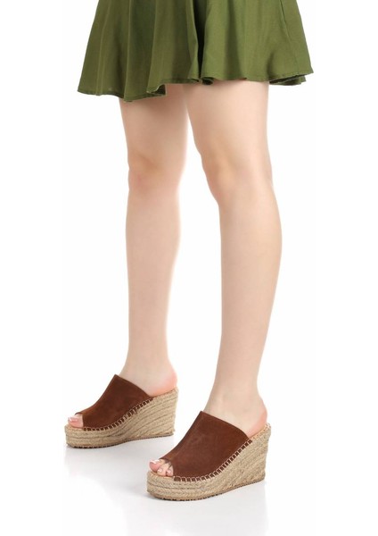 Kadın Hakiki Deri Hasır Dolgu Topuklu Terlik 6323 modelleri