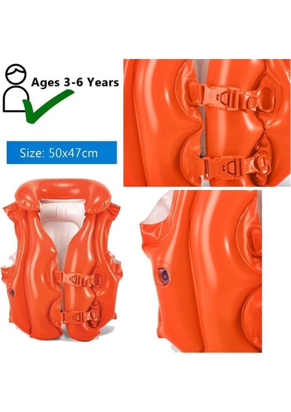 Şişme Can Yeleği Yüzme Can Yeleği Deniz Yeleği Şişme Cankurtaran Yelek Life Vest Emniyet 50X47 Cm. modelleri