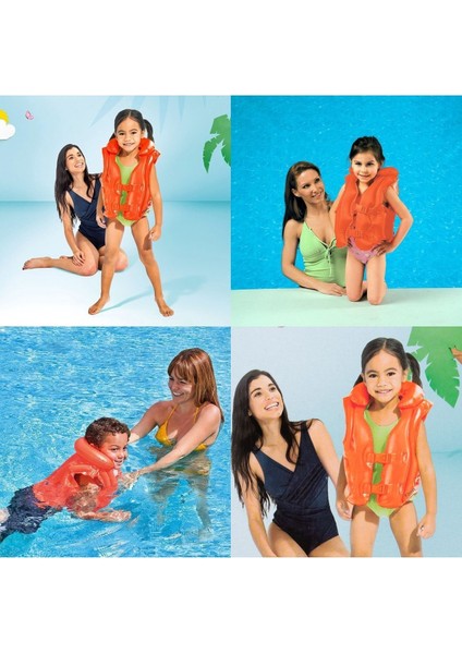 Şişme Can Yeleği Yüzme Can Yeleği Deniz Yeleği Şişme Cankurtaran Yelek Life Vest Emniyet 50X47 Cm. fırsatları