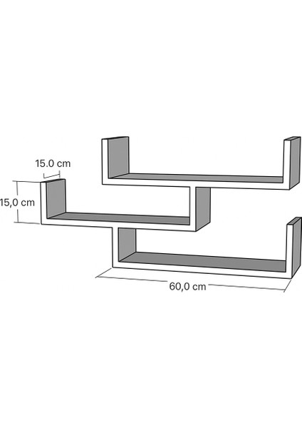 3 Katlı Duvar Rafı – Modern Beyaz Mdf Kitaplık, Dekoratif Raf Ünitesi