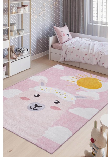 Minor Dokuma Taban Dekoratif Pembe Çocuk Odası Halısı (Al 410)
