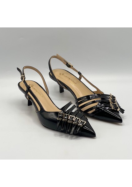 Sedare Siyah Gerçek Deri Tokalı Topuklu Ayakkabı fiyatları