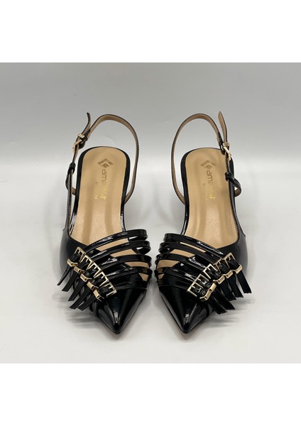 Sedare Siyah Gerçek Deri Tokalı Topuklu Ayakkabı modelleri