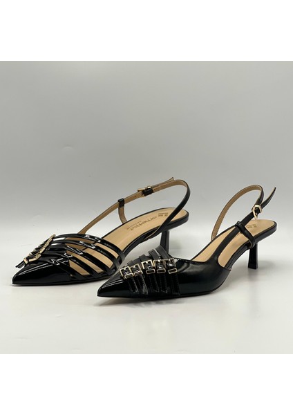 Sedare Siyah Gerçek Deri Tokalı Topuklu Ayakkabı fırsatları