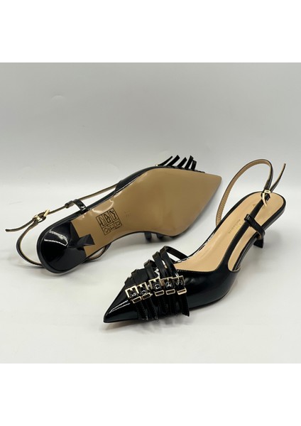 Sedare Siyah Gerçek Deri Tokalı Topuklu Ayakkabı indirimleri