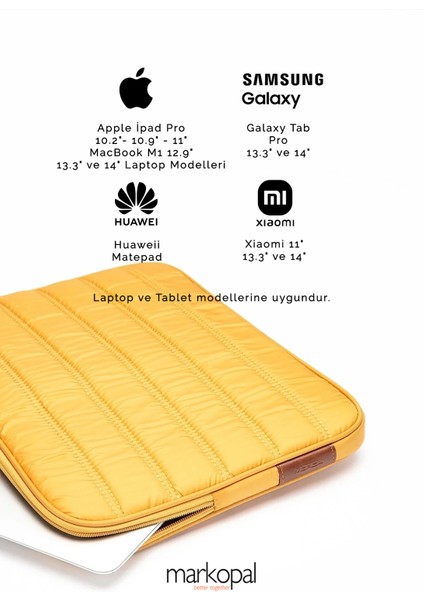 Macbook Kılıf Notebook Çanta Tablet Laptop Kılıfı 13"-13,3" Çizgili Su Geçirmez Kumaş Sarı modelleri