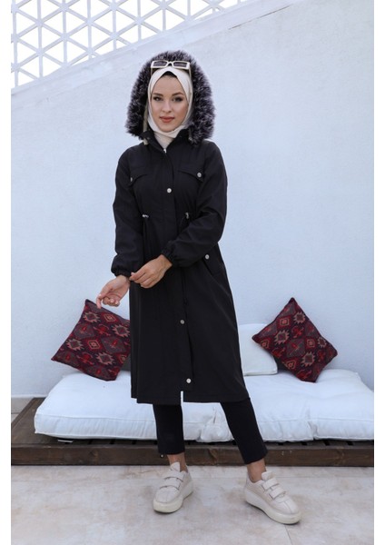 Beli Büzgülü Uzun Mont Siyah
