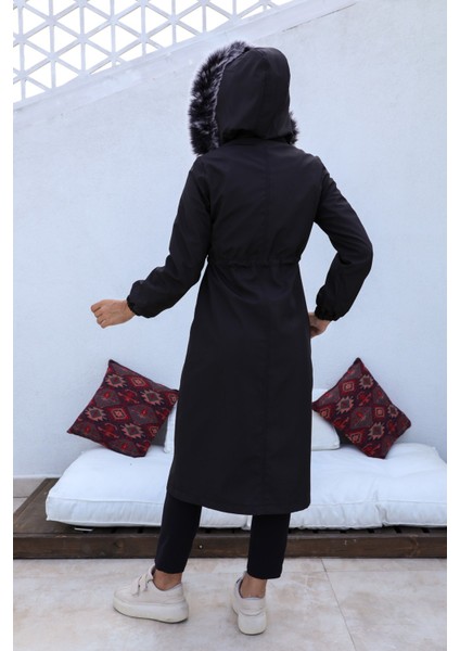 Beli Büzgülü Uzun Mont Siyah