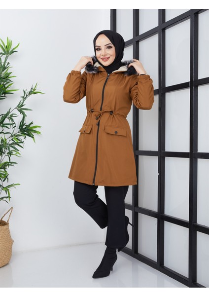 Kadın Kısa Yağmurluk Bondik Mont Taba