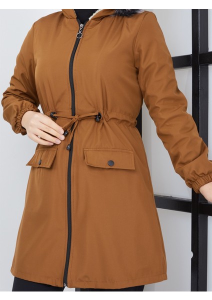 Kadın Kısa Yağmurluk Bondik Mont Taba fırsatları