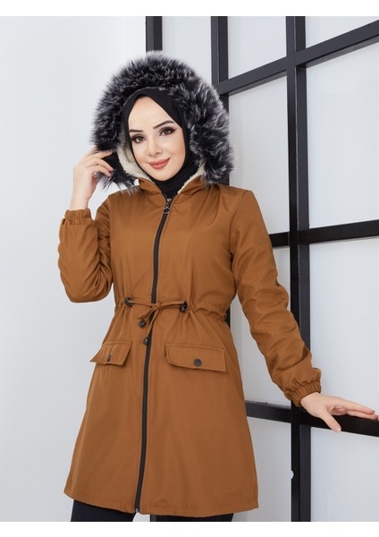 Kadın Kısa Yağmurluk Bondik Mont Taba indirimleri