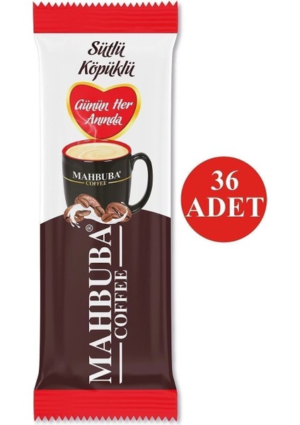 3ü1 Arada Sütlü Köpüklü 36X10 gr Mini Küçük Boy Ikramlık Otobüs Hazır Kahve Poşet