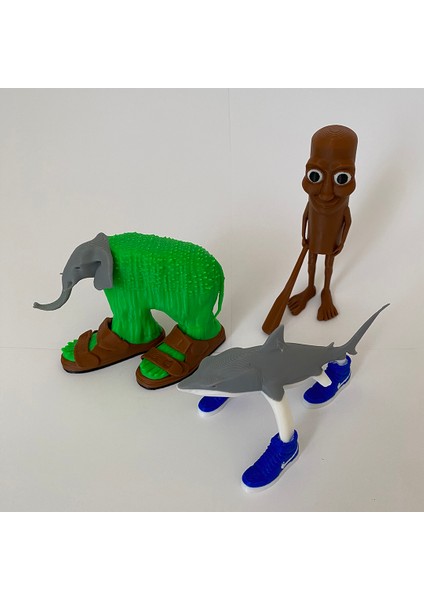 3D Baskı Tung Tung Sahur Figürleri 3'lü Set; Tung Tung Sahur, Lirili Larila, Tralalero Tralala