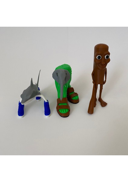 3D Baskı Tung Tung Sahur Figürleri 3'lü Set; Tung Tung Sahur, Lirili Larila, Tralalero Tralala modelleri