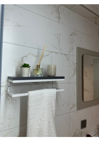 Fulya Banyo Ahşap Raflı Beyaz Metal Havlu, Şal Askılık fiyatları