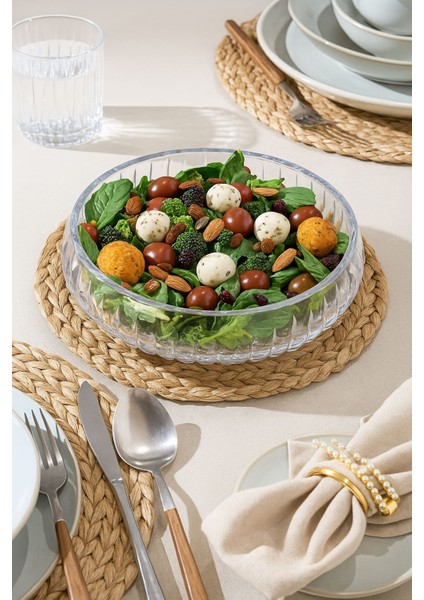 El Yapımı Büyük Boy Cam Salata Kasesi 24X6 fırsatları