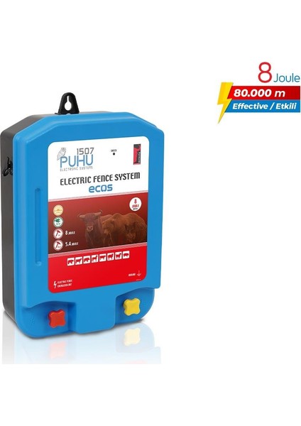 Puhu Ecos Eko Model Kuruluma Hazır Elektrikli Çit Sistemi (10 Dönümlük) (8 Joule) modelleri