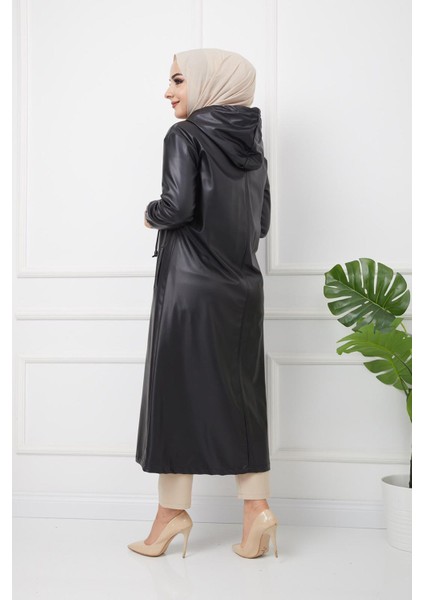 Kapüşonlu Deri Kap Siyah fiyatları