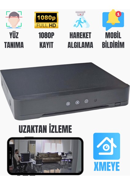 Exitcam 4'lü Ses Kayıtlı Ahd Kamera Seti 1080P Fullhd Gece Renkli + Dvr + 320GB HDD + Kablo