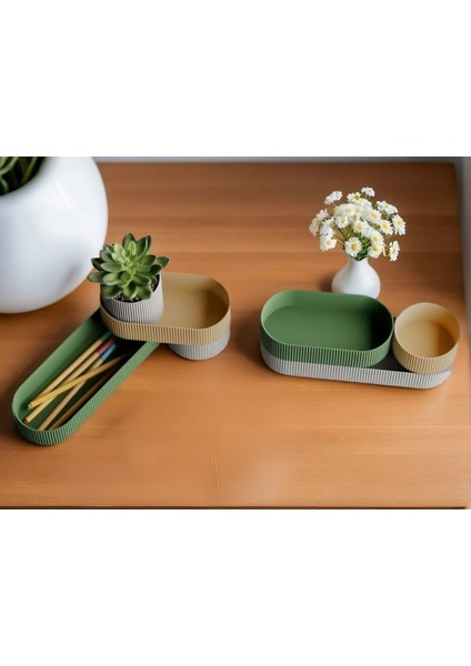 Modüler Organizer – 4’lü Set | 3D Baskı Yuvarlak Saklama Kutusu & Çiçeklik modelleri