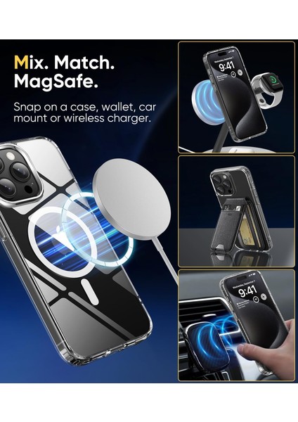 iPhone 15 Pro Uyumlu Köşe Korumalı Darbe Emici Sert Sararmaz Şeffaf Magsafe Kılıf fiyatları