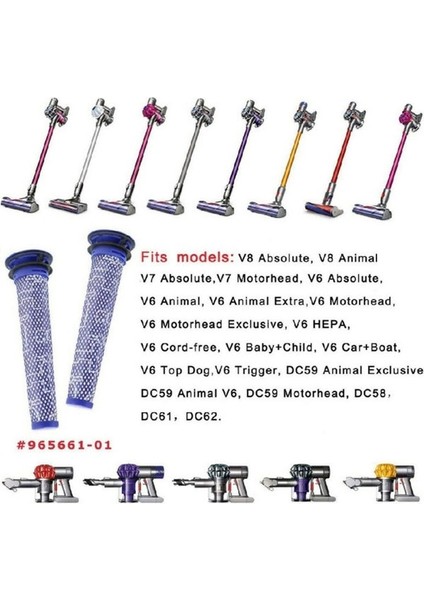 Dyson E Animal V8+, V8, V7, V6, DC62, DC61, DC59, DC58 Vakum 2 Paketi Için Filtre Değiştirmeleri (Yurt Dışından) fiyatları