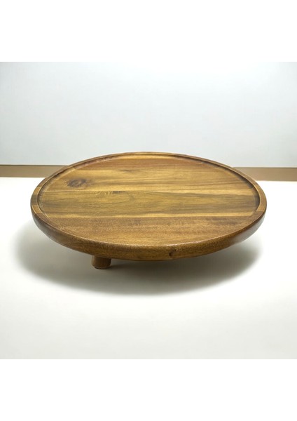 Akasya Ayaklı Yuvarlak Büyük Servis - 25532