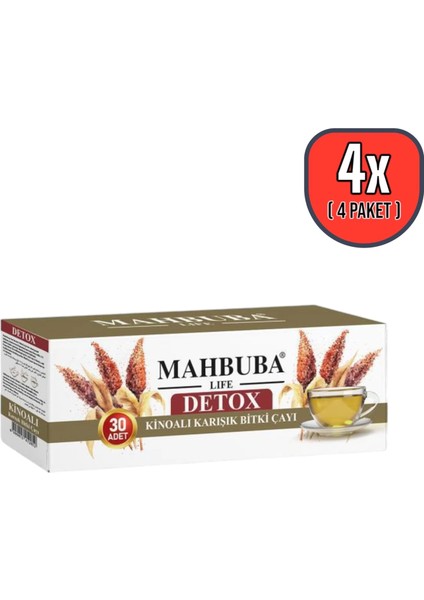 Kinoalı Karışık Detox Diyet Glutensiz Form Bitki Çayı 1 Aylık - ( 30 Kullanım ) Net 60GR x 4 Paket