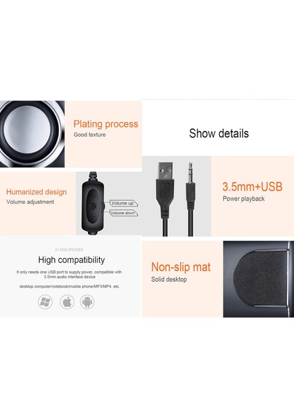 Kablolu USB Multimedya Speaker Mini Hoparlör Bilgisayar Tablet Pc Notebook Uyumlu