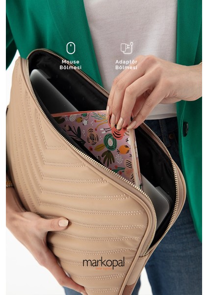 Omuz Askılı Notebook Çanta Tablet Laptop Kılıfı 13"-14" V Model Deri fırsatları