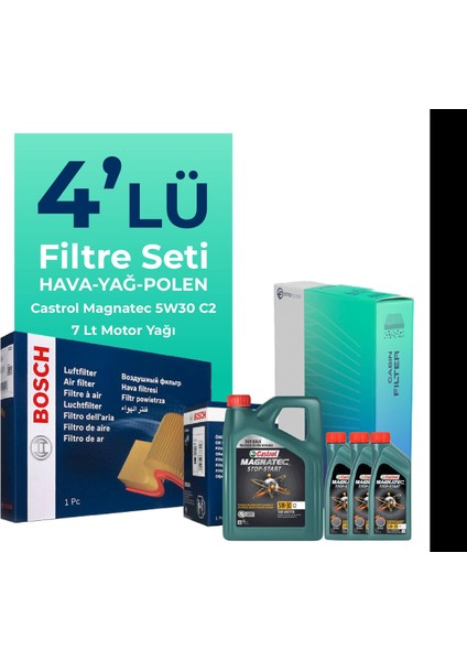 Mitsubishi L200 2.5 Dizel Filtre Bakım Seti Castrol Motor Yağlı (2008-2015) 4 Lü