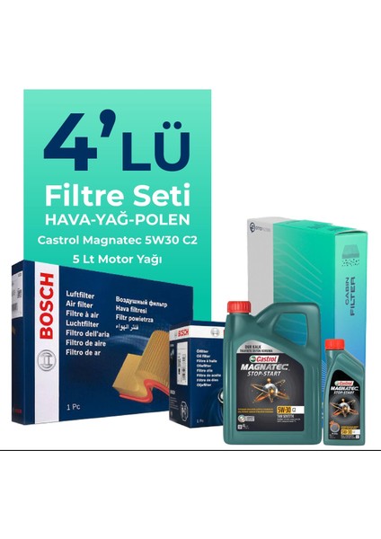 Kia Cerato 1.5 Dizel Filtre Bakım Seti Castrol Motor Yağlı (2004-2006) 4 Lü