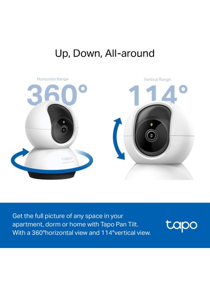 Tapo C220 | Akıllı Wi-Fi Güvenlik Kamerası | 2K 4MP | Yapay Zeka Destekli | 360° Hareket Takibi | 9m Gece Görüşü | Çift Yönlü Ses | Bebek Ağlaması Tespiti | Bulut/SD Kart Depolama