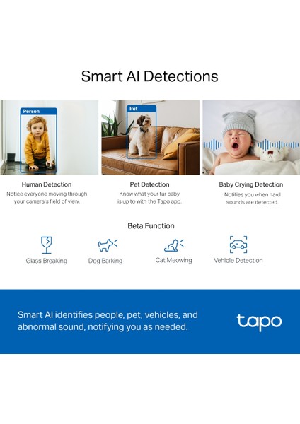 Tapo C220 | Akıllı Wi-Fi Güvenlik Kamerası | 2K 4MP | Yapay Zeka Destekli | 360° Hareket Takibi | 9m Gece Görüşü | Çift Yönlü Ses | Bebek Ağlaması Tespiti | Bulut/SD Kart Depolama