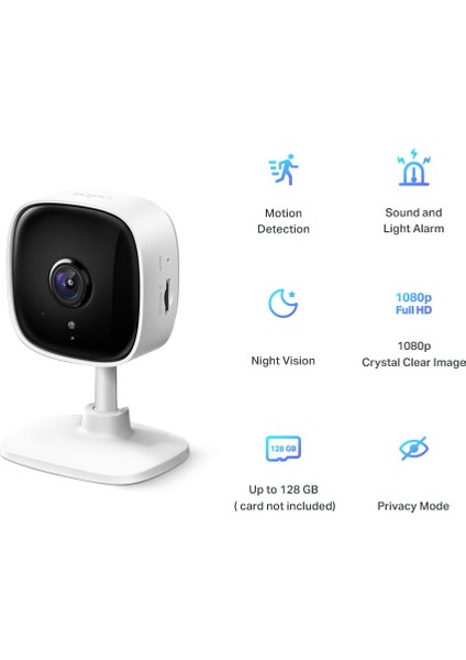 Tapo C100, 1080P Full HD İç Mekan Wi-Fi Güvenlik Kamerası, Hareket Tespit ve Takibi, 9m Gece Görüşü, Çift Yönlü Sesli İletişim, Sesli Alarm, Bulut/Yerel Depolama