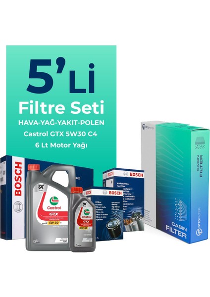 Nissan Qashqai 1.6 Dizel Filtre Bakım Seti Castrol Motor Yağlı (2014-2020) 5 Li