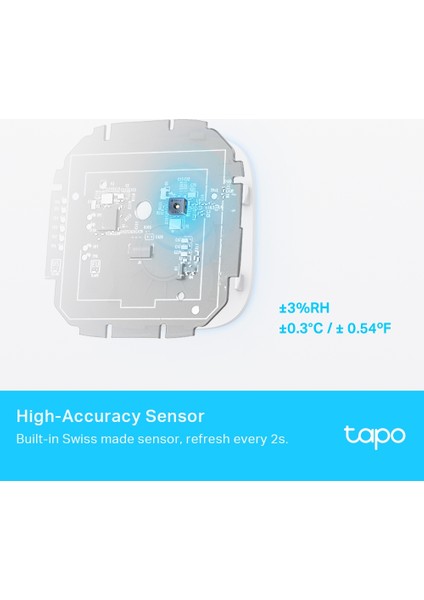 Tapo T315, Akıllı Sıcaklık ve Nem Monitörü, Ücretsiz Veri Depolama, LCD Ekran, Gerçek Zamanlı Bildirimler, Pil Dahildir, Alexa ve Google Home ile Çalışır, Tapo Hub Gereklidir Ayrıca Satılır