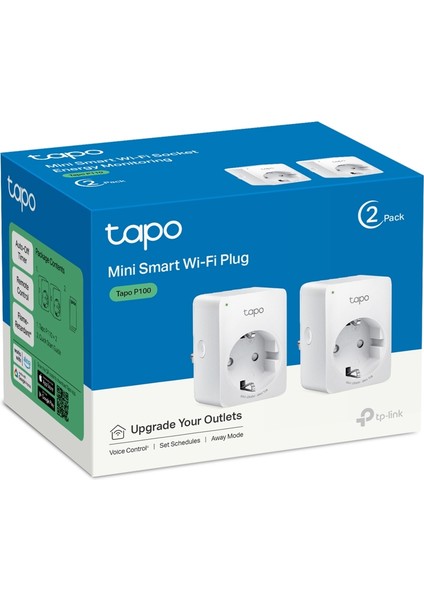 Tapo P100(2-pack) | Akıllı Mini Wi-Fi Priz | Uzaktan Kontrol | Alexa ve Google Home Uyumlu | Cihaz Paylaşımı | Zamanlama Özelliği | Kolay Kurulum | Hub Gerektirmez