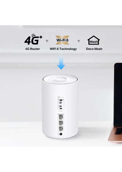 Deco X50-4G(1-pack) Wi-Fi 6 Mesh 4G+ Router | AX3000 Mbps Hız | Çift Bant | 1 Gbps Port | 150 Cihaz | 230 m² Kapsama Alanı | WPA3 | Mobil Uygulama ile Kolay Kurulum
