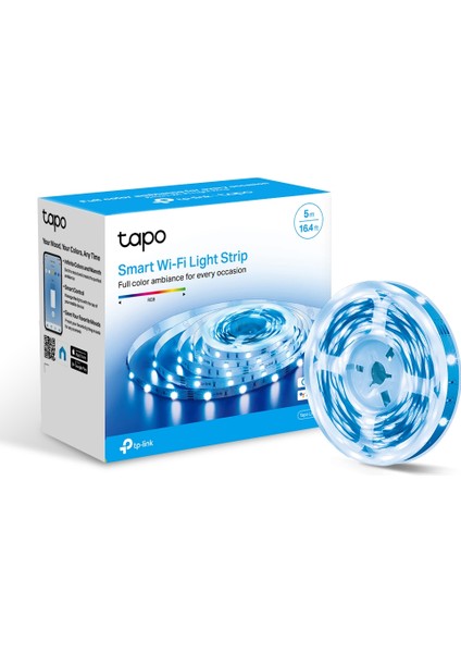 Tapo L900-5 | Akıllı Wi-Fi LED Şerit | 5m | Çok Renkli | Müzikle Senkronizasyon | Uygulama ve Sesle Kontrol | Alexa & Google Assistant Uyumlu | Kolay Kurulumlu Dekoratif LED Işık