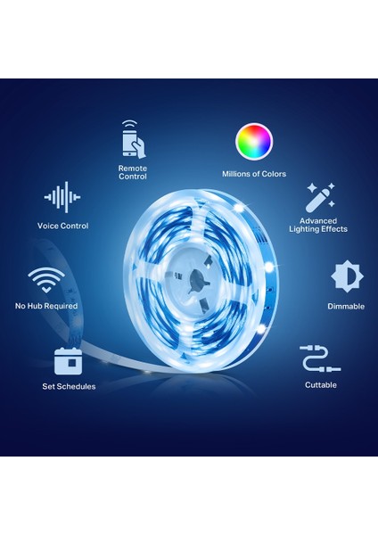Tapo L900-5 | Akıllı Wi-Fi LED Şerit | 5m | Çok Renkli | Müzikle Senkronizasyon | Uygulama ve Sesle Kontrol | Alexa & Google Assistant Uyumlu | Kolay Kurulumlu Dekoratif LED Işık
