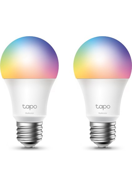 Tapo L530E(2-pack), Çok Renkli Akıllı Wi-Fi Ampulü, 8.7 W, 2.4 GHz, 16.000.000 Renk Tonu, E27 Duy, Amazon Alexa ve Google Home ile Çalışır, Rengi Değiştirilebilir, Hub Gerekmez