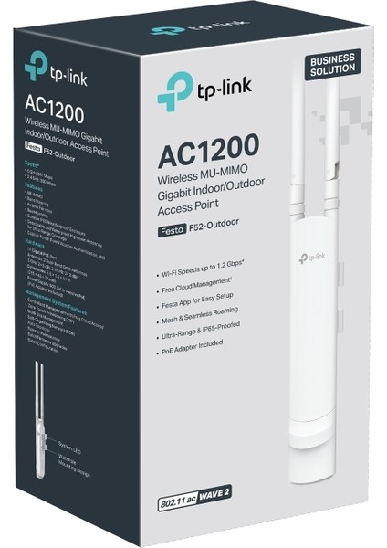 Festa F52-OUTDOOR, AX1800MBPS, 1 Gigabit Port, Festa Mesh, Kesintisiz DOLAŞIM,IP65 Sertifikalı, Ücretsiz Bulut Yönetimi, 802.3AT ve Pasif Poe Destekli, Dual-Band Wi-Fi 5 Dış Mekan Access Point indirimleri