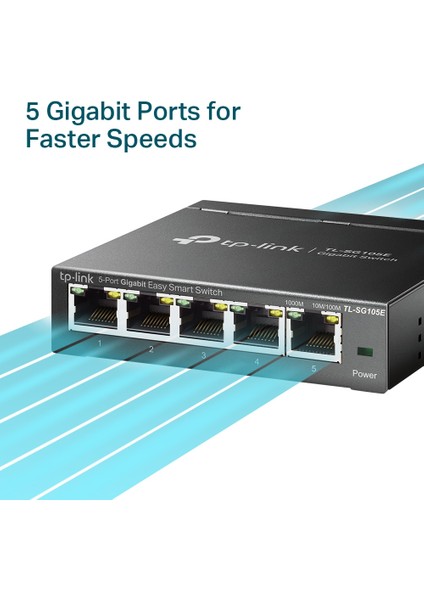 TL-SG105E 5 Port 10-100-1000 Mbps Easy Smart Switch Çelik Kasa